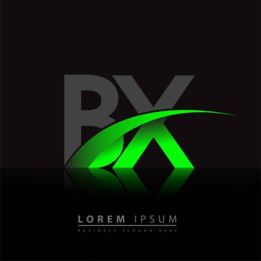 İlk harf BX logotype şirketi ismi yeşil ve siyah Swoosh tasarımı. iş ve şirket kimliği için vektör logosu.