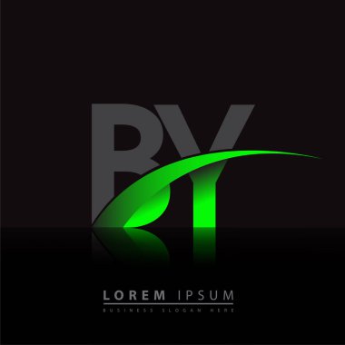 Logotype şirketinin ilk harfi: Renkli yeşil ve siyah Swoosh tasarımı. iş ve şirket kimliği için vektör logosu.