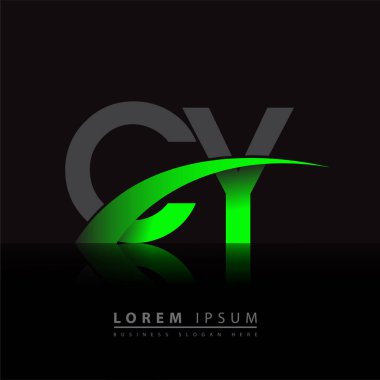 İlk harf CY logotype şirket adı yeşil ve siyah swoosh tasarımı. iş ve şirket kimliği için vektör logosu.