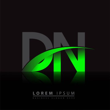İlk harf DN logotype şirket ismi yeşil ve siyah Swoosh tasarımı. iş ve şirket kimliği için vektör logosu.