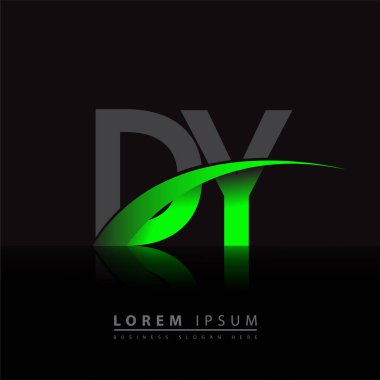 İlk harf DY logotype şirketi ismi yeşil ve siyah Swoosh tasarımı. iş ve şirket kimliği için vektör logosu.