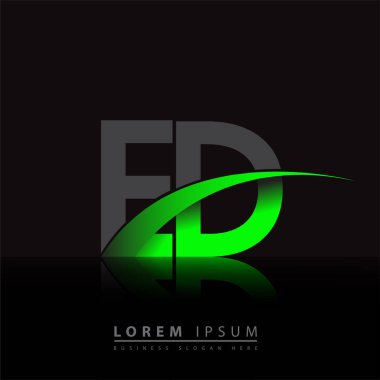 İlk harf ED logotype şirketi adı: Renkli yeşil ve siyah Swoosh tasarımı. iş ve şirket kimliği için vektör logosu.