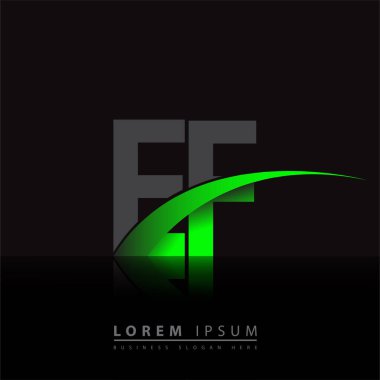 İlk harf EF logotype şirket adı yeşil ve siyah swoosh tasarımı. iş ve şirket kimliği için vektör logosu.