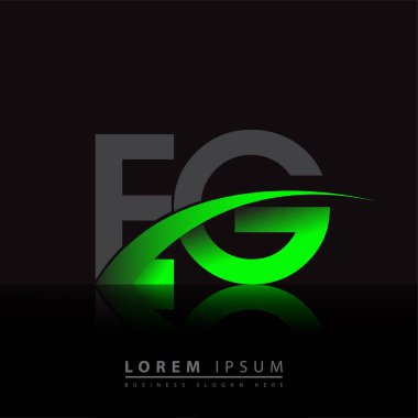 İlk harf EG logotype şirketi adı yeşil ve siyah swoosh tasarımı. iş ve şirket kimliği için vektör logosu.