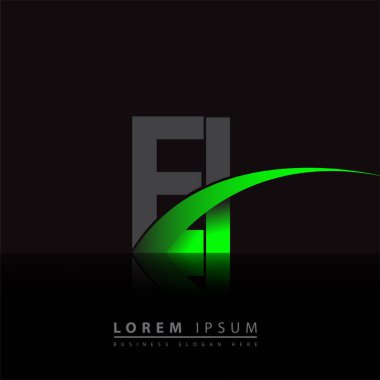 İlk harf El logotype şirket adı yeşil ve siyah Swoosh tasarımı. iş ve şirket kimliği için vektör logosu.