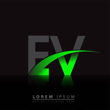 İlk harf EV logotype şirket adı yeşil ve siyah swoosh tasarımı. iş ve şirket kimliği için vektör logosu.