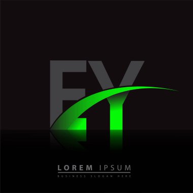 İlk harf EY logotype şirket adı yeşil ve siyah Swoosh tasarımı. iş ve şirket kimliği için vektör logosu.