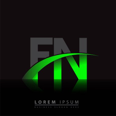 İlk harf FN logotype şirketi ismi yeşil ve siyah Swoosh tasarımı. iş ve şirket kimliği için vektör logosu.