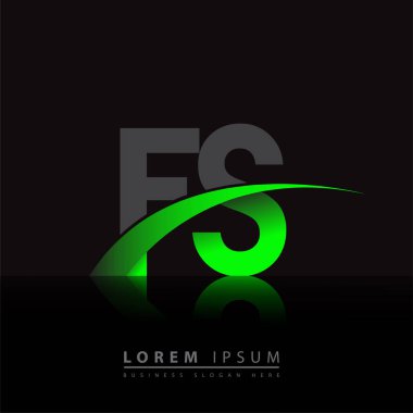İlk harf FS logotype şirketi ismi yeşil ve siyah Swoosh tasarımı. iş ve şirket kimliği için vektör logosu.
