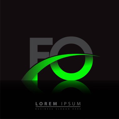 İlk harf FO logotype şirketinin adı: Renkli yeşil ve siyah Swoosh tasarımı. iş ve şirket kimliği için vektör logosu.