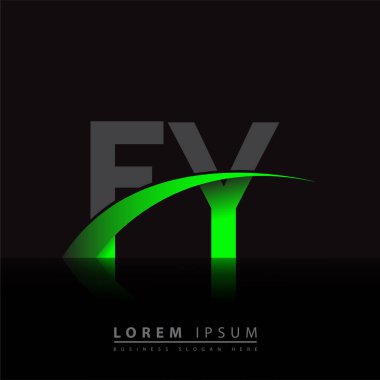 İlk harf FY logotype şirketi ismi yeşil ve siyah Swoosh tasarımı. iş ve şirket kimliği için vektör logosu.
