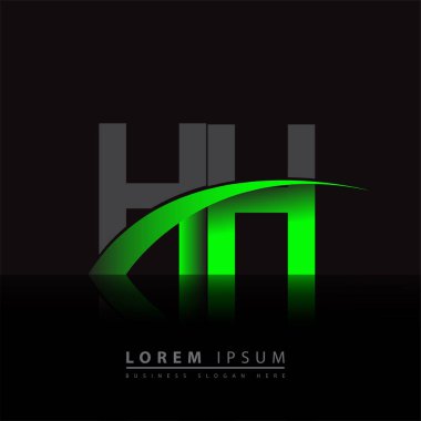İlk harf HH logotype şirketinin adı yeşil ve siyah Swoosh tasarımı. iş ve şirket kimliği için vektör logosu.