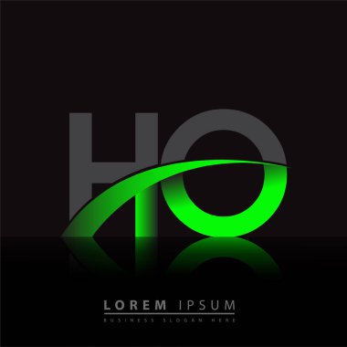 İlk harf HO logotype şirketi adı yeşil ve siyah Swoosh tasarımı. iş ve şirket kimliği için vektör logosu.