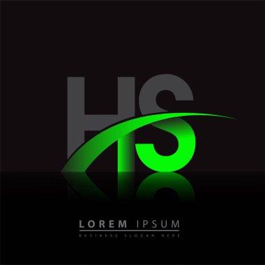 İlk harf HS logotype şirketi ismi yeşil ve siyah Swoosh tasarımı. iş ve şirket kimliği için vektör logosu.