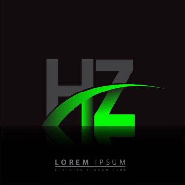 İlk harf HZ logotype şirketi ismi yeşil ve siyah Swoosh tasarımı. iş ve şirket kimliği için vektör logosu.