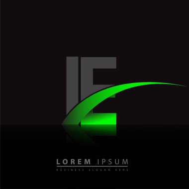 İlk harf IE logotype şirket adı yeşil ve siyah swoosh tasarımı. iş ve şirket kimliği için vektör logosu.
