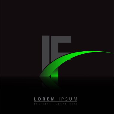 İlk harf if if logotype şirketi adı yeşil ve siyah swoosh tasarımı. iş ve şirket kimliği için vektör logosu.