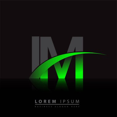 İlk harf IM logotype şirket adı yeşil ve siyah Swoosh tasarımı. iş ve şirket kimliği için vektör logosu.
