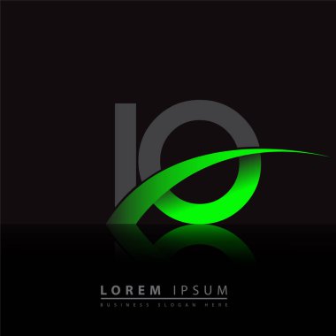 İlk harf IO logotype şirket adı yeşil ve siyah Swoosh tasarımı. iş ve şirket kimliği için vektör logosu.