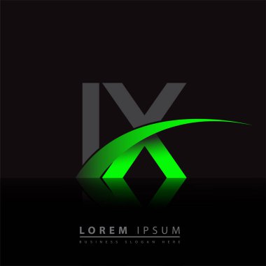 İlk harf IX logotype şirket adı yeşil ve siyah swoosh tasarımı. iş ve şirket kimliği için vektör logosu.