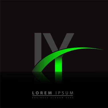 İlk harf IY logotype şirketi ismi yeşil ve siyah Swoosh tasarımı. iş ve şirket kimliği için vektör logosu.
