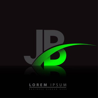 İlk harf JB logotype şirket adı yeşil ve siyah swoosh tasarımı. iş ve şirket kimliği için vektör logosu.
