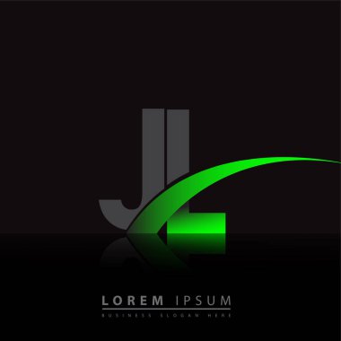 İlk harf JL logotype şirket adı yeşil ve siyah swoosh tasarımı. iş ve şirket kimliği için vektör logosu.