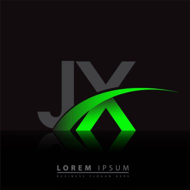 İlk harf JX logotype şirket adı yeşil ve siyah swoosh tasarımı. iş ve şirket kimliği için vektör logosu.