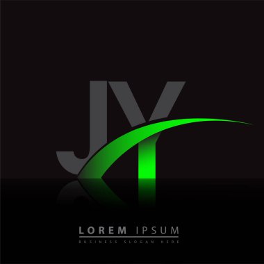 İlk harf JY logotype şirket adı yeşil ve siyah swoosh tasarımı. iş ve şirket kimliği için vektör logosu.