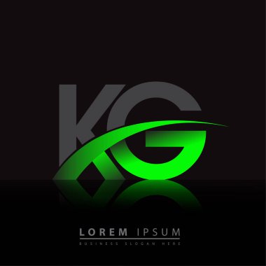 İlk harf KG logotype şirketinin adı yeşil ve siyah Swoosh tasarımı. iş ve şirket kimliği için vektör logosu.