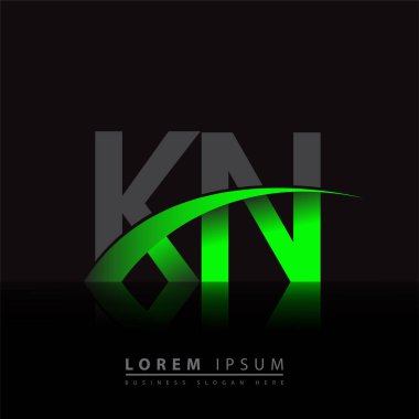 İlk harf KN logotype şirketi ismi yeşil ve siyah Swoosh tasarımı. iş ve şirket kimliği için vektör logosu.