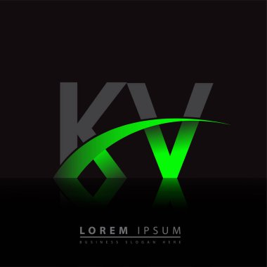 İlk harf KV logotype şirket adı yeşil ve siyah swoosh tasarımı. iş ve şirket kimliği için vektör logosu.