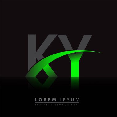İlk harf KY logotype şirket adı yeşil ve siyah swoosh tasarımı. iş ve şirket kimliği için vektör logosu.