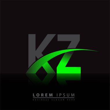 İlk harf KZ logotype şirket adı yeşil ve siyah swoosh tasarımı. iş ve şirket kimliği için vektör logosu.