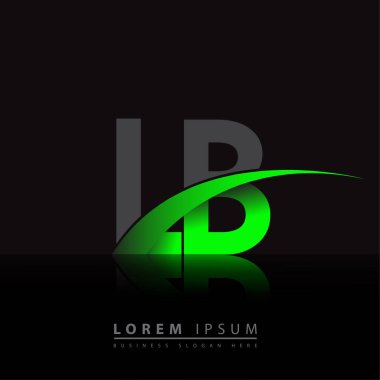 İlk harf LB logotype şirket adı yeşil ve siyah swoosh tasarımı. iş ve şirket kimliği için vektör logosu.