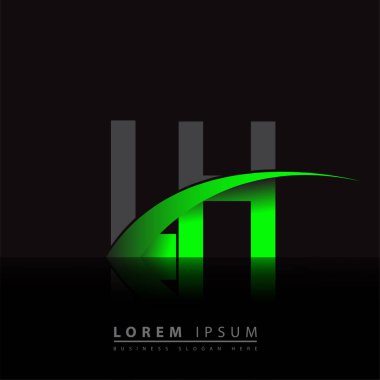İlk harf LH logotype şirket adı yeşil ve siyah swoosh tasarımı. iş ve şirket kimliği için vektör logosu.