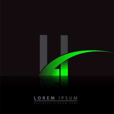 İlk harf LI logotype şirket adı yeşil ve siyah Swoosh tasarımı. iş ve şirket kimliği için vektör logosu.