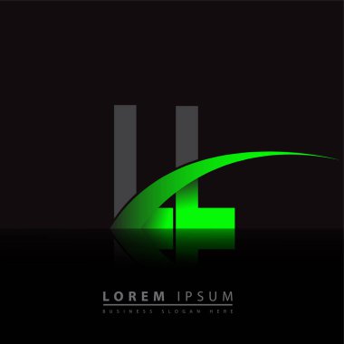 İlk harf LL logotype şirket adı Renkli yeşil ve siyah Swoosh tasarımı. iş ve şirket kimliği için vektör logosu.