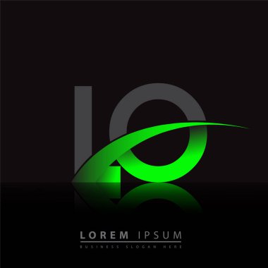 İlk harf LO logotype şirket adı yeşil ve siyah Swoosh tasarımı. iş ve şirket kimliği için vektör logosu.