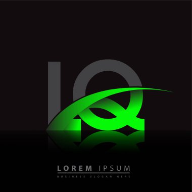 İlk harfi LQ logotype şirketi. Renkli yeşil ve siyah Swoosh tasarımı. iş ve şirket kimliği için vektör logosu.