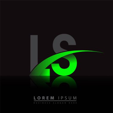 İlk harf LS logotype şirket adı yeşil ve siyah Swoosh tasarımı. iş ve şirket kimliği için vektör logosu.