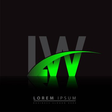 İlk harf LW logotype şirketi ismi yeşil ve siyah Swoosh tasarımı. iş ve şirket kimliği için vektör logosu.