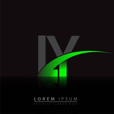 İlk harf LY logotype şirket adı Renkli yeşil ve siyah Swoosh tasarımı. iş ve şirket kimliği için vektör logosu.