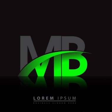İlk harf MB logotype şirketi ismi yeşil ve siyah Swoosh tasarımı. iş ve şirket kimliği için vektör logosu.