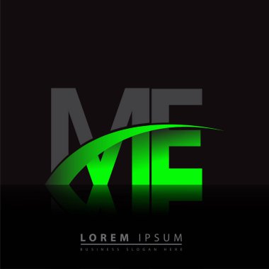 İlk harf ME logotype şirketi ismi yeşil ve siyah Swoosh tasarımı. iş ve şirket kimliği için vektör logosu.