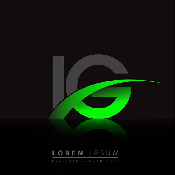 Initial Letter Logotype Company Name Colored Green Black Swoosh