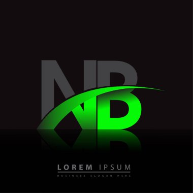 İlk harf NB logotype şirket adı yeşil ve siyah swoosh tasarımı. iş ve şirket kimliği için vektör logosu.