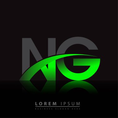 İlk harf NG logotype şirket adı yeşil ve siyah swoosh tasarımı. iş ve şirket kimliği için vektör logosu.