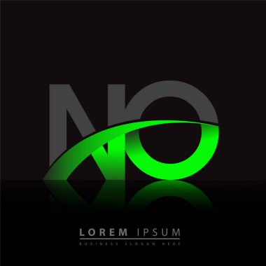 İlk harf No logotype şirketi adı: Renkli yeşil ve siyah Swoosh tasarımı. iş ve şirket kimliği için vektör logosu.