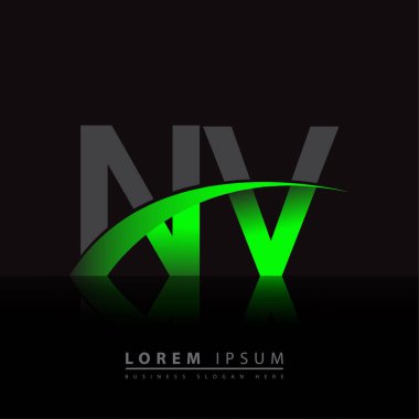 İlk harf NV logotype şirket adı yeşil ve siyah swoosh tasarımı. iş ve şirket kimliği için vektör logosu.